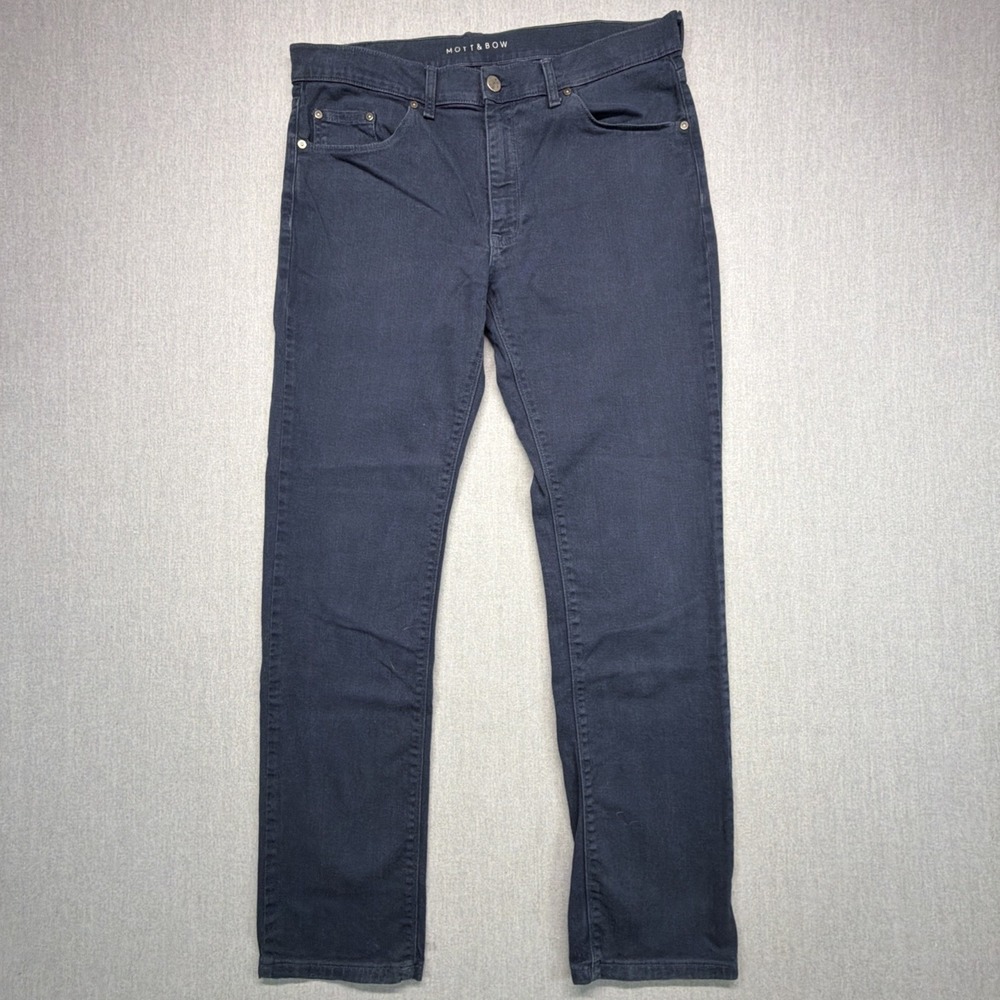 Mott and Bow Mercer Jeans Mens 34x30 Slim Straight Stretch Denim Dark Navy
